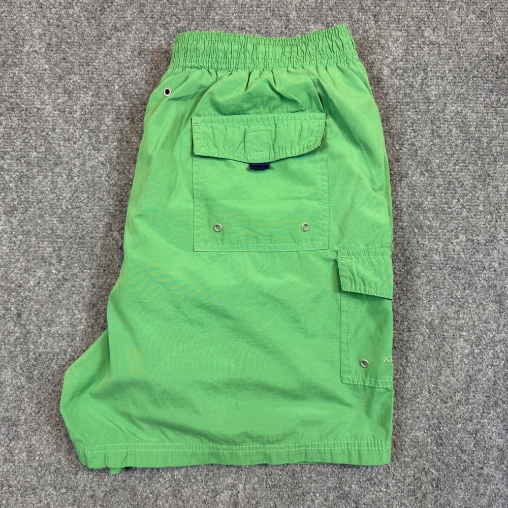 Tori Richard Mens XL Green Cargo Swim Trunks Elastic Waist Mesh Lined Shorts